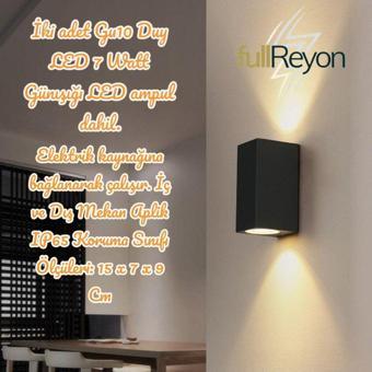 Full Reyon 14 Watt Gün Işığı Siyah Kasa Çift Yönlü İç Ve Dış Mekan Armatür, Bahçe Duvar Aydınlatma Apliği