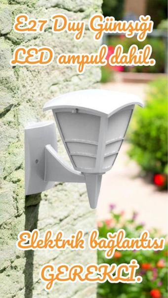 Full Reyon E27 Duylu, 10 Watt Günışığı Led Ampul Dahil, Beyaz Renk İç Ve Dış Mekan Bahçe, Balkon, Teras Apliği