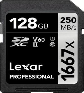 LEXAR Professional 1667x SD Kart 128 GB, SDXC UHS-II Bellek Kartı, 250 MB/s'ye kadar Okuma, 120 MB/s'ye