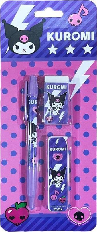 Kuromi Kirtasiye Seti Versatil Kalem 0.5 Mm + Silgi + Uç