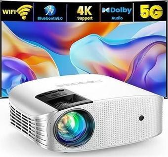 Goodee 5G WiFi ve Bluetooth özellikli projektör 1080P Ios Android Uyumlu