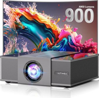 Ultimea 1080P Projektör - 4K Destekli 900 ANSI Lümen - 6D Keystone, 30W Hoparlörler