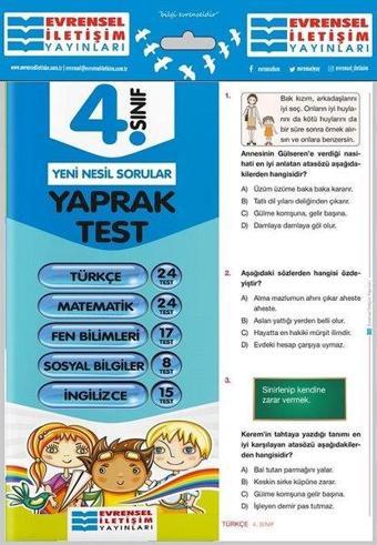 4.Sınıf Tüm Dersler Yaprak Test - Kolektif  - Evrensel İletişim Yayınları