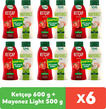 Pınar Ketçap 600 g + Mayonez Light 500 g x 6 Adet