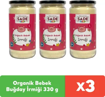 Sade Organik Bebek Buğday İrmiği 330 g x 3 adet