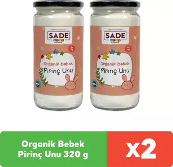 Sade Organik Bebek Pirinç Unu 320 g x 2 adet