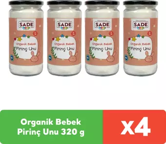 Sade Organik Bebek Pirinç Unu 320 g x 4 adet