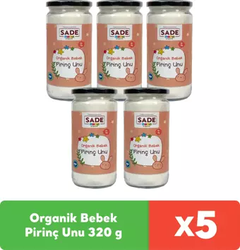 Sade Organik Bebek Pirinç Unu 320 g x 5 adet