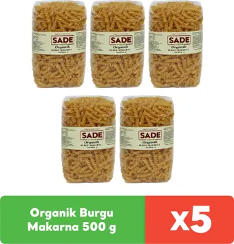 Sade Organik Burgu Makarna 500 g x 5 adet