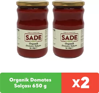 Sade Organik Domates Salçası 650 g x 2 adet