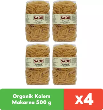 Sade Organik Kalem Makarna 500 g x 4 adet