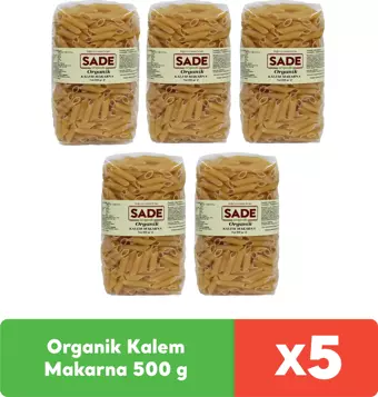 Sade Organik Kalem Makarna 500 g x 5 adet