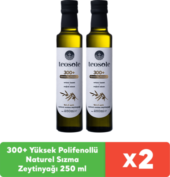 Teosole 300+ Yüksek Polifenollü Zeytinyağı Naturel Sızma Zeytinyağı 250 ml x 2 adet