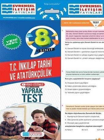 8. Sınıf İnkılap Tarihi ve Atatürkçülük Yeni Nesil Yaprak Test - Kolektif  - Evrensel İletişim Yayınları