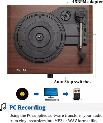 Jorlai Bluetooth Turntable Stereo Maun akts-8059