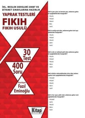 Fıkıh Fıkıh Usulü-İHL.Meslek Dersleri DHBT ve Diyanet Sınavlarına Hazırlık Yaprak Testleri - Kitap Dünyası