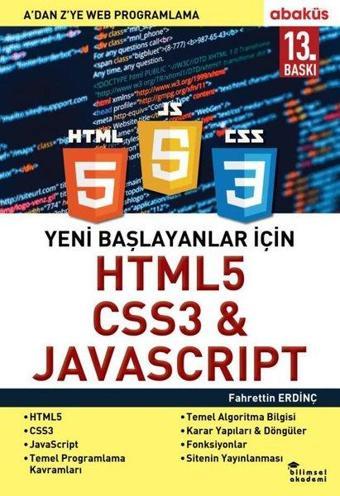 Yeni Başlayanlar için HTML5 CSS3 & Javascript - Fahrettin Erdinç - Abaküs Kitap