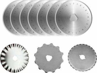 İşkur Makina Yuvarlak Bıçak Rulet Disk Kumaş Karton Kesici 10 Adet Yedek Bıçağı Komple Kesim Seti 45Mm