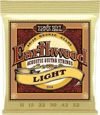 Ernie Ball P02004 Earthwood Light 80/20 Bronze 0.11 - 0.52 Akustik Gitar Teli