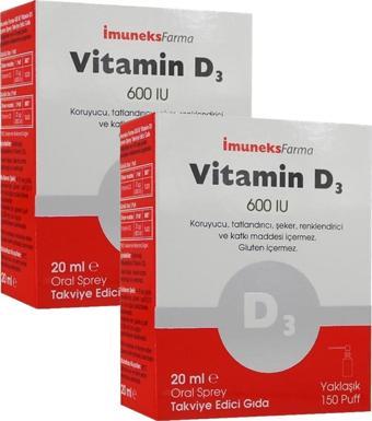 İmuneks Vitamin D3 600 IU Sprey 20 ml 2 Adet