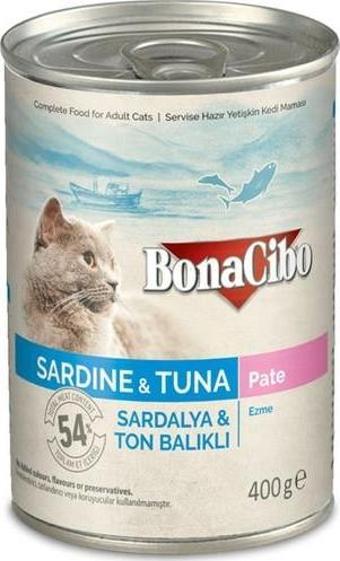 Bonacibo  Kedi Yaş Mama Sardalya ve Ton Balıklı 6 x 400 gr