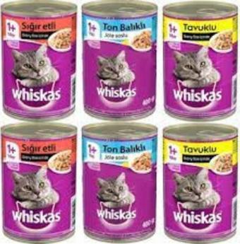 Whiskas Konserve 2 Biftek+2 Tavuk+2 Ton Balık 400 gr 6'lı Karma