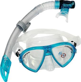 Cressi Okyanus Gamma Maske ve Şnorkel Seti Renk: Clear - Aquamarine