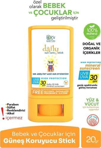 Babyton Bebek Ve Çocuklar İçin Doğal Güneş Koruyucu Stick 30 Spf