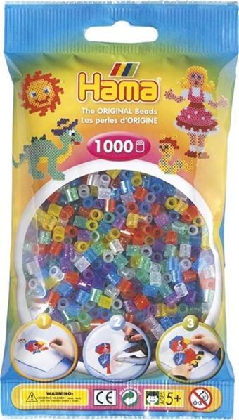 Hama Boncuk Midi 1.000’lik poşet - Simli Şeffaf Renkler 207-54