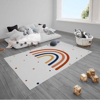 Cici Odam Çocuk Bebek Odası Halısı Puantiyeli Gökkuşağı