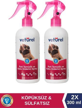 Veturel Pati Temizlik ve Koku Giderici Sprey 2x300ml Köpüksüz Kedi Pati Temizleme Köpek Tüy Bakım