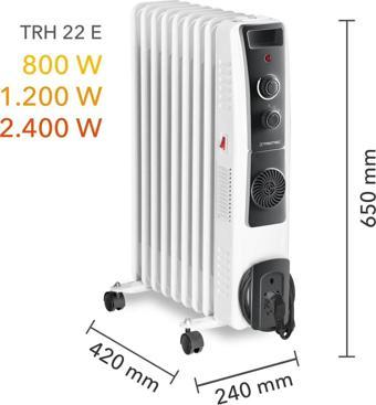 Trotec TRH 22 E Yağlı Radyatör 2400 W 9 Dilim Fanlı