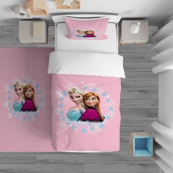 Cici Odam Yatak Örtüsü Pembe Zemin Elsa Ve Anna 140x220 - Yastık Kılıfı Hediye