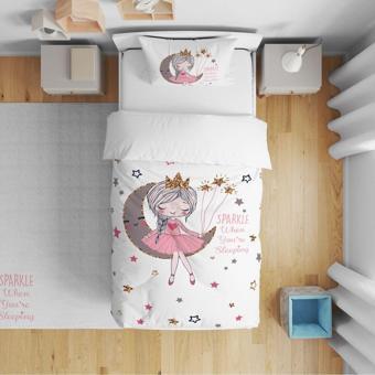 Cici Odam Çocuk Bebek Nevresim Takımı Serpme Yıldızlı Ayda Uyuyan Aykız