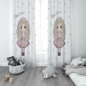 Cici Odam 1 Kanat Çocuk Odası Perdesi Fon Perde Yıldızlı Little Princess