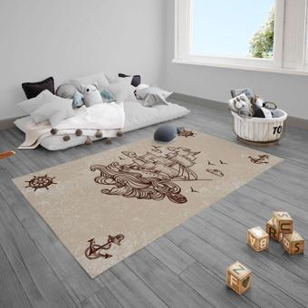 Cici Odam Çocuk Bebek Odası Halısı Çapa Dümen Korsan Gemi