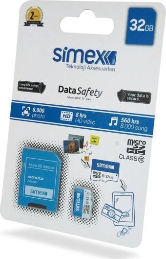 Simex SH-101 Data Safety    Micro SD 32GB Hafıza Kartı