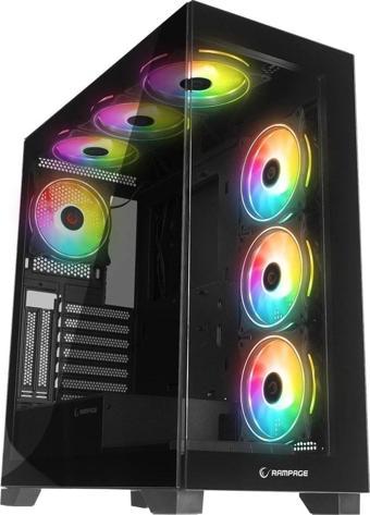 Rampage HYDRA V3 BLACK Camlı 7*12cm RGB Fan ATX Gaming Kasa