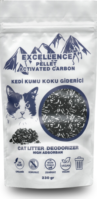 DOĞSEK Kedi Kumu Koku Giderici Excellence KM Pellet Activated Carbon 230 gr Kömür Bazlı Pelet Aktif Karbon