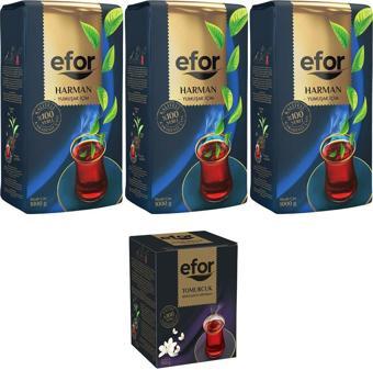 Efor  Harman Siyah Dökme Çay 1.000Gr X 3 Adet + Tomurcuk Bergamot Aromalı 100Gr