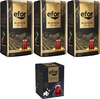 Efor  Platinum Siyah Dökme Çay 1.000Gr X 3 Adet + Tomurcuk Bergamot Aromalı 100Gr