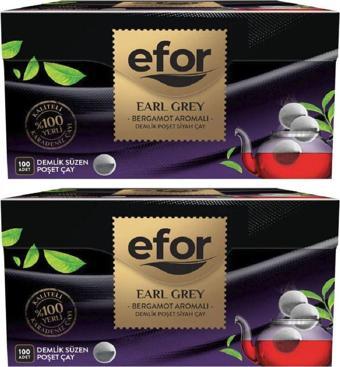 Efor Earl Grey Demlik Poşet Siyah Çay - 100'Lü 2'Li Set