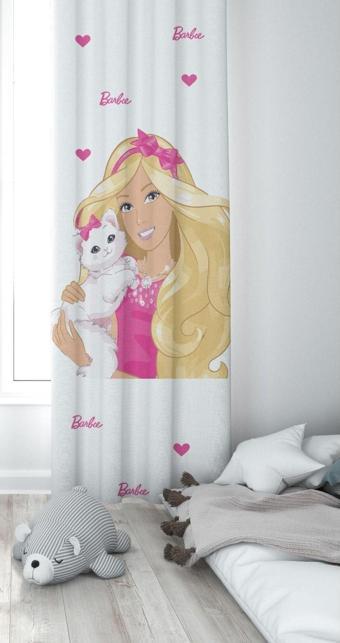 Cici Eko 1 Kanat Kedili Barbie Lazer Kenar Kesimli Ince Petek Kumaş Dekoratif Çocuk Odası Perdesi Fon Perde