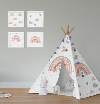 Cici Odam Çocuk Bebek Odası Oyun Çadırı Bulutlu Gökkuşağı