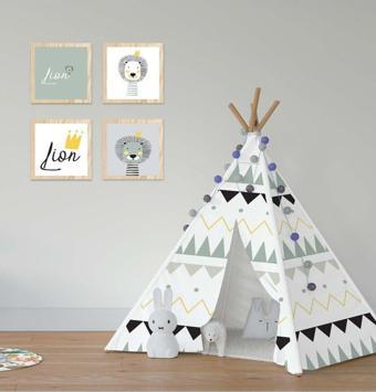 Cici Odam Çocuk Bebek Odası Oyun Çadırı Taçlı Aslan