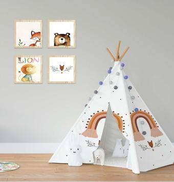 Cici Odam Çocuk Bebek Odası Oyun Çadırı Gökkuşağı Tilki Zeytin Dalı