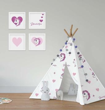 Cici Odam Çocuk Bebek Odası Oyun Çadırı Serpme Yıldızlı Unicorn
