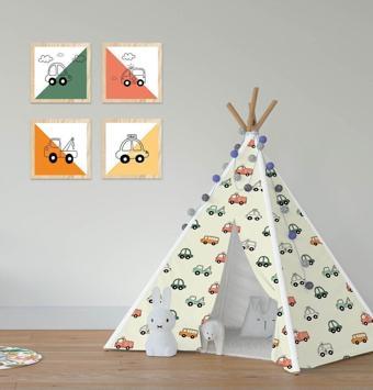 Cici Odam Çocuk Bebek Odası Oyun Çadırı Rengarenk Arabalar