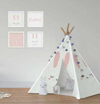 Cici Odam Çocuk Bebek Odası Oyun Çadırı Uyuyan Kulaklı Tavşan
