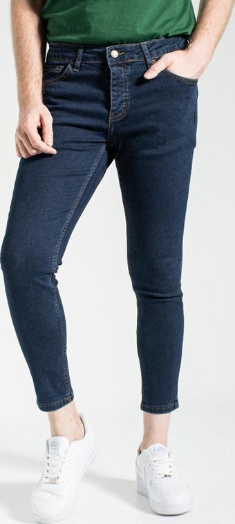 Lacivert Ful Likralı Dar Paça Italyan Kesim Skinny Fit Jean Kot Pantolon C344